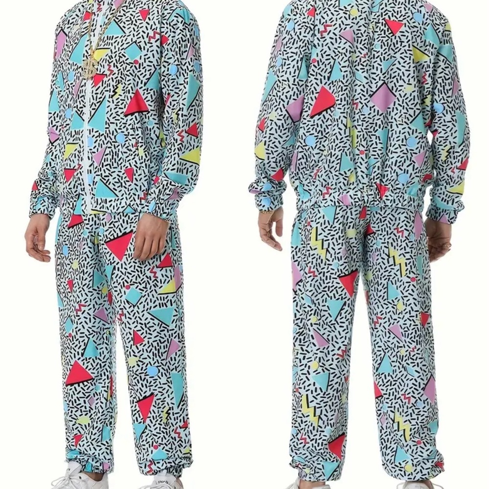 EOSIEDUR Men’s 2pcs Printed Set Retro Disco Halloween Costume